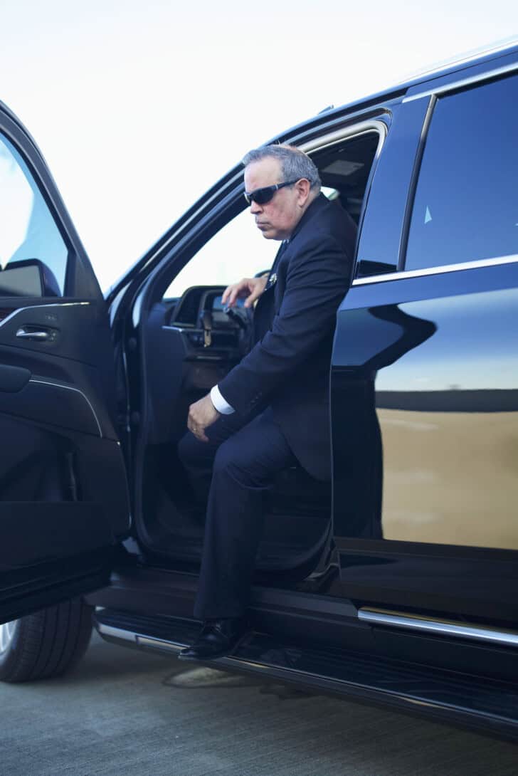 lenox transport personal driver exiting car