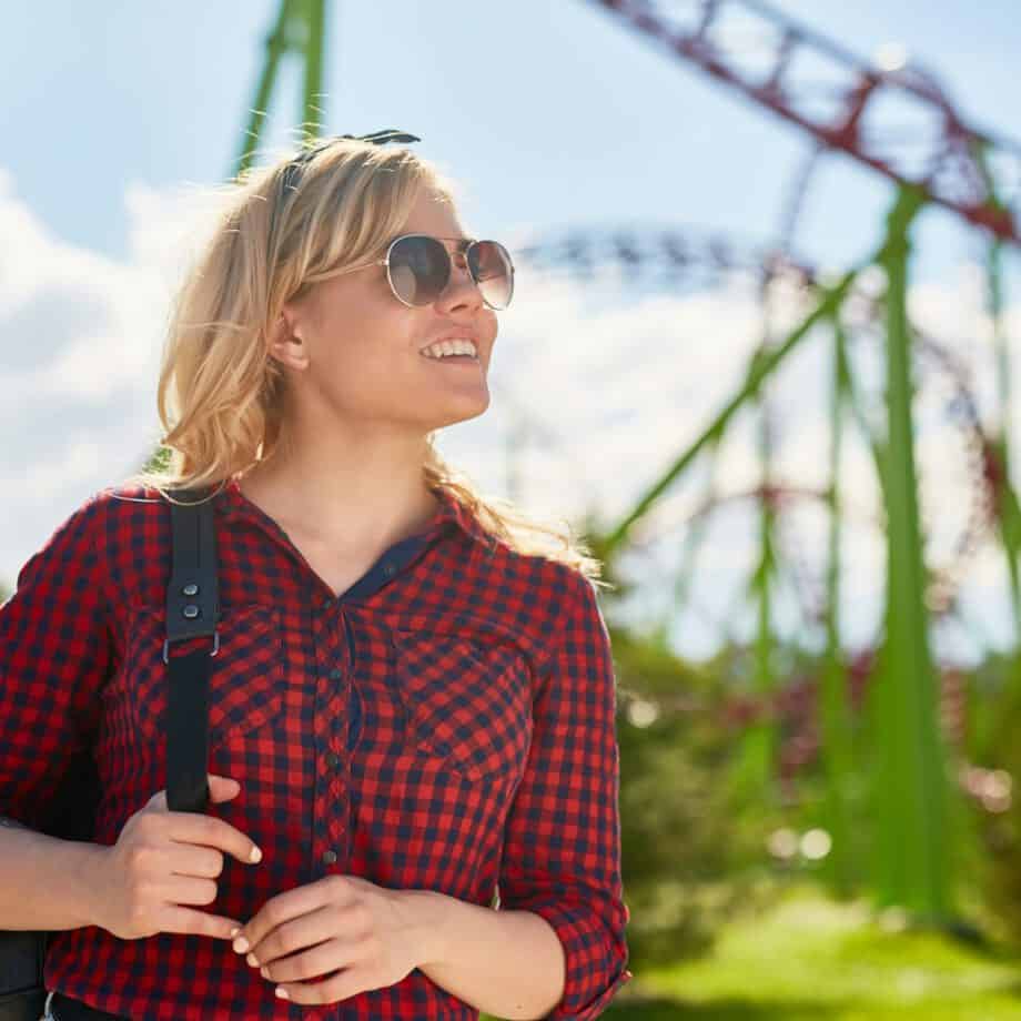 Traveler in theme park